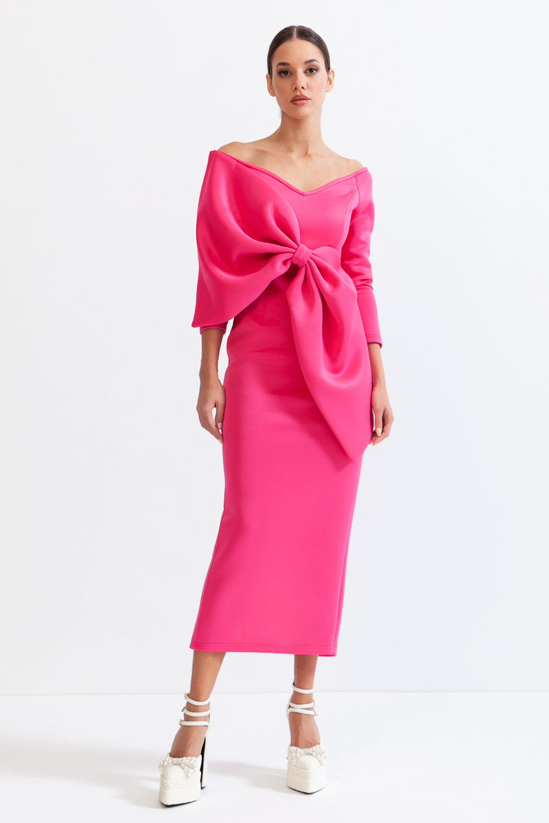 Garland Ribbon Midaxi Dress – Pink