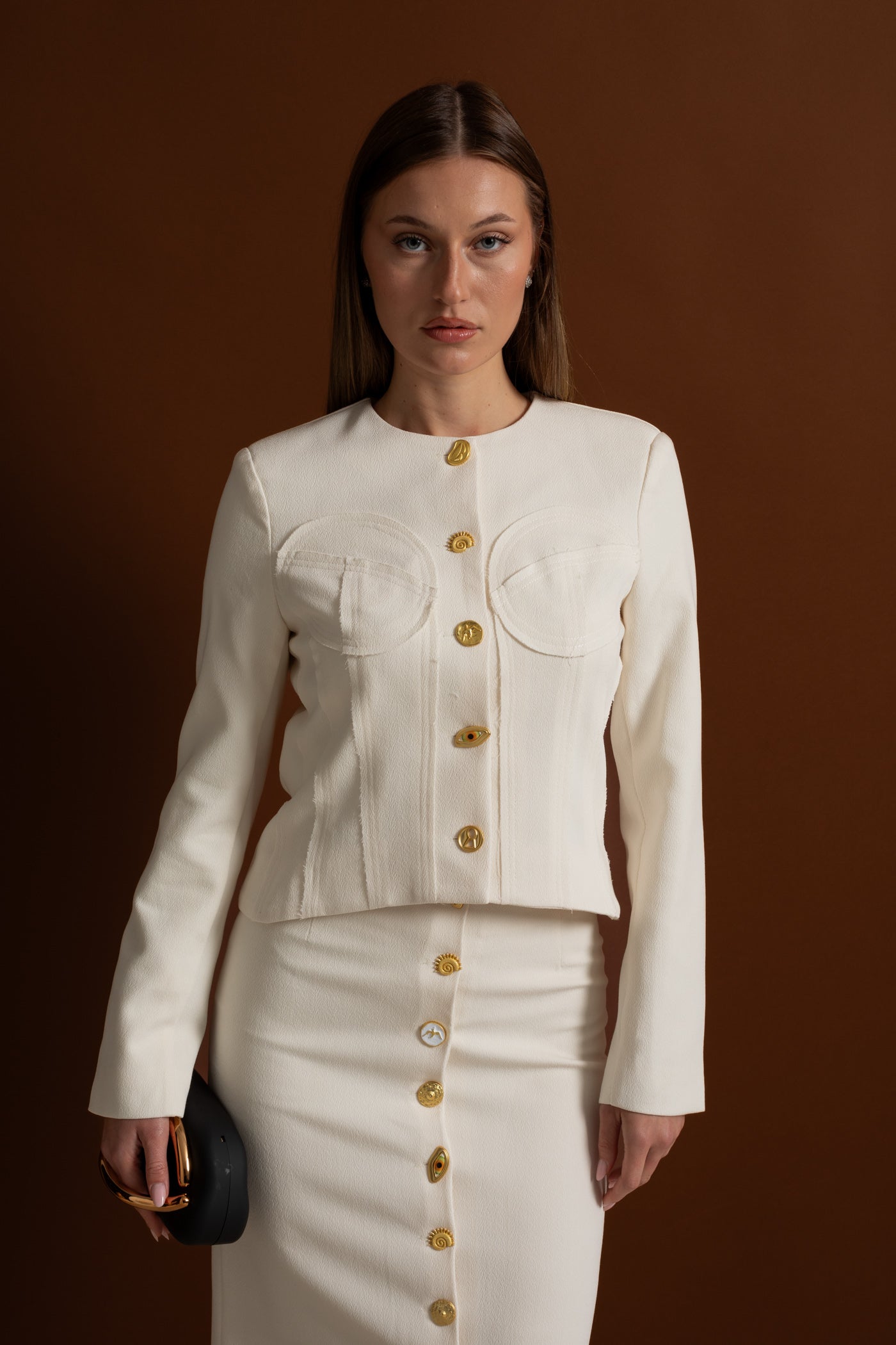 Co-ord Set with Statement Gold Buttons - Ivoire