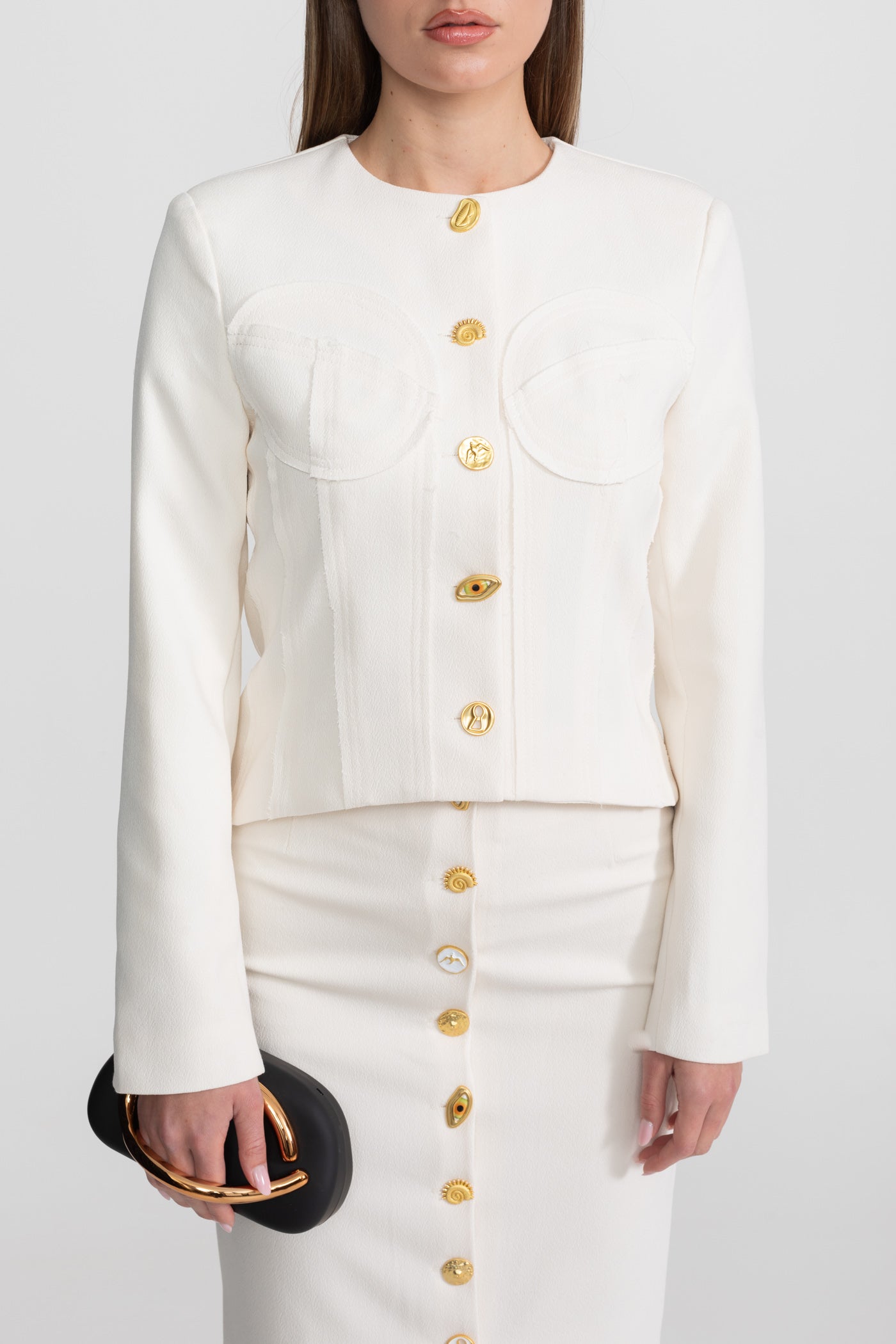 Co-ord Set with Statement Gold Buttons - Ivoire