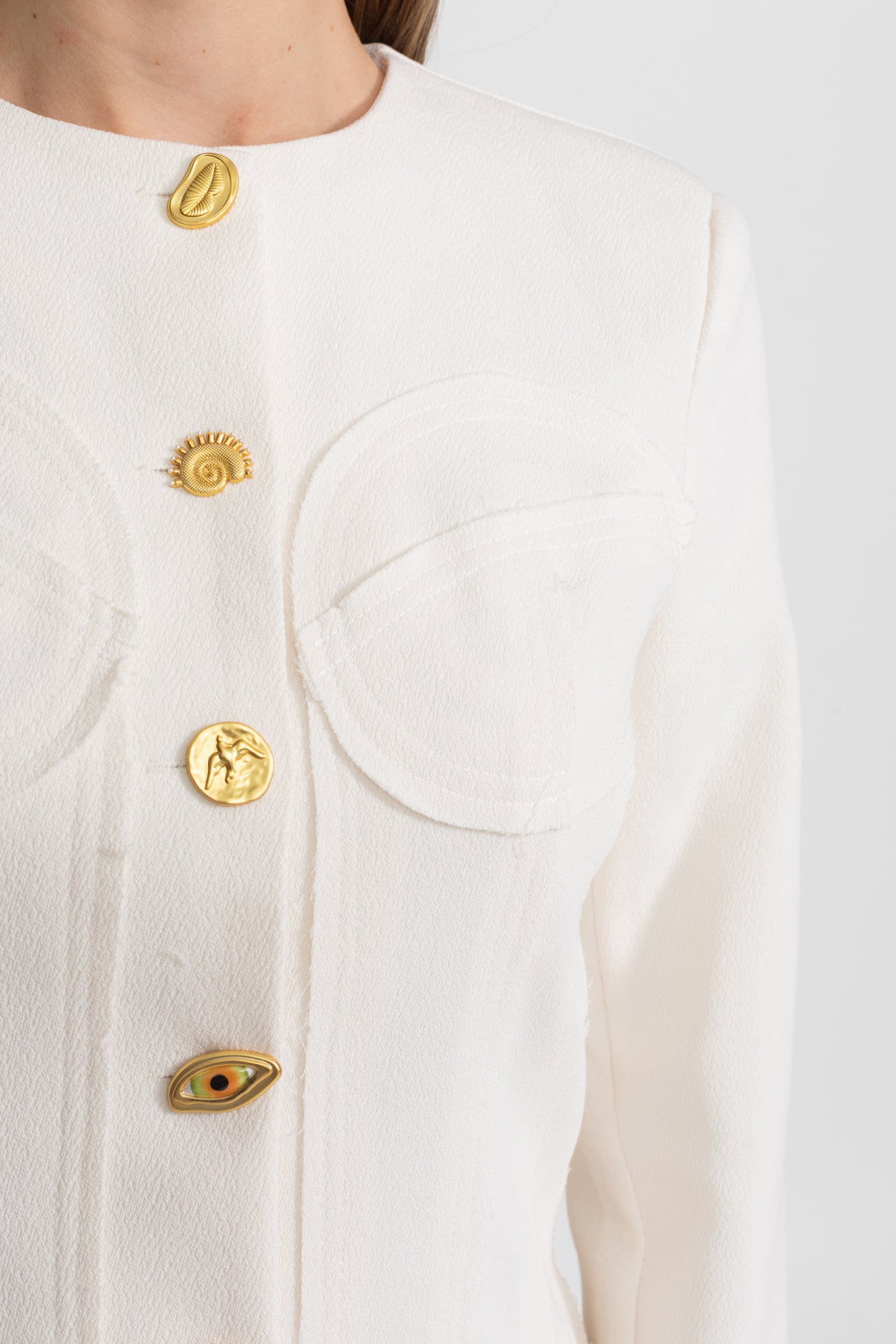 Co-ord Set with Statement Gold Buttons - Ivoire