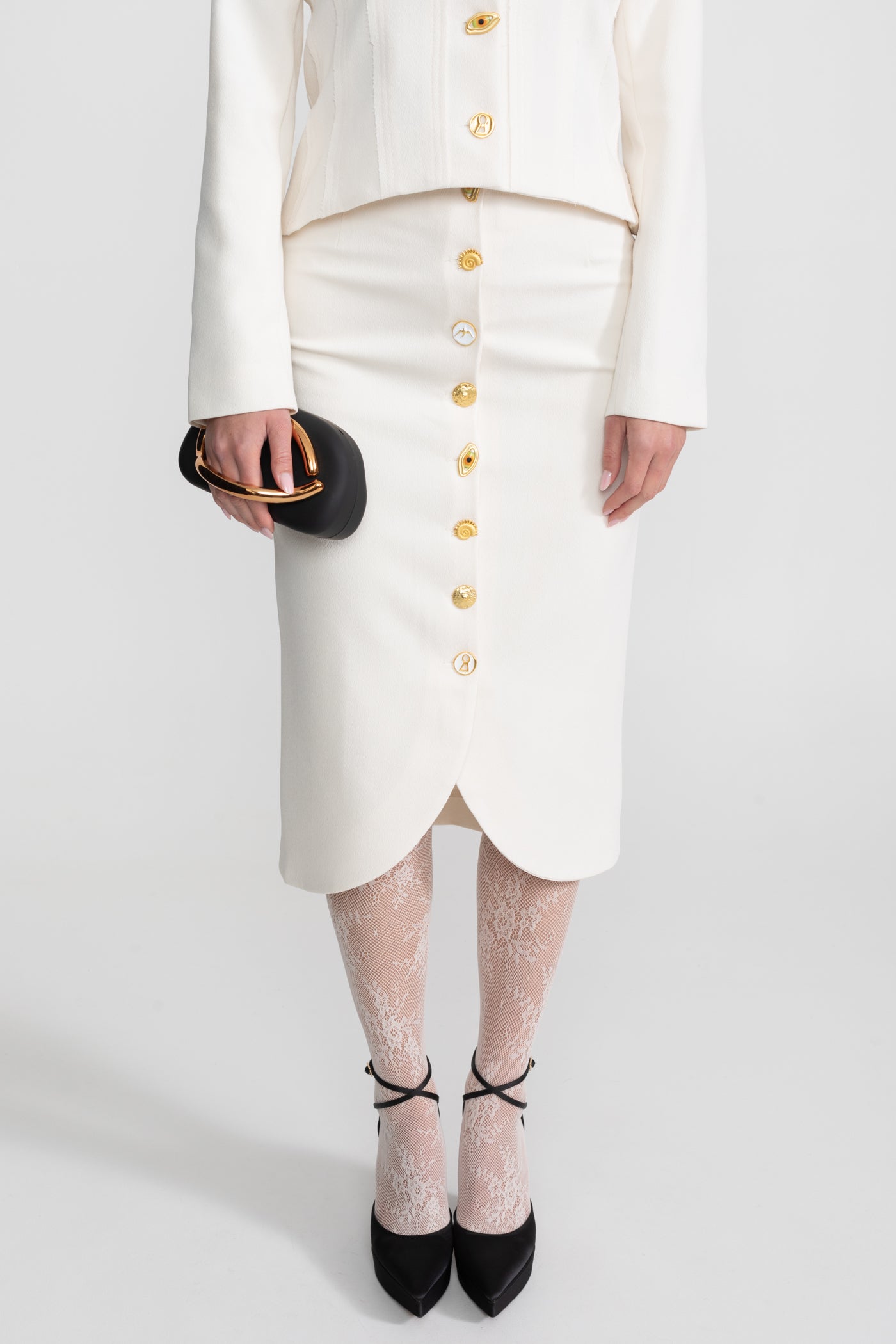 Co-ord Set with Statement Gold Buttons - Ivoire