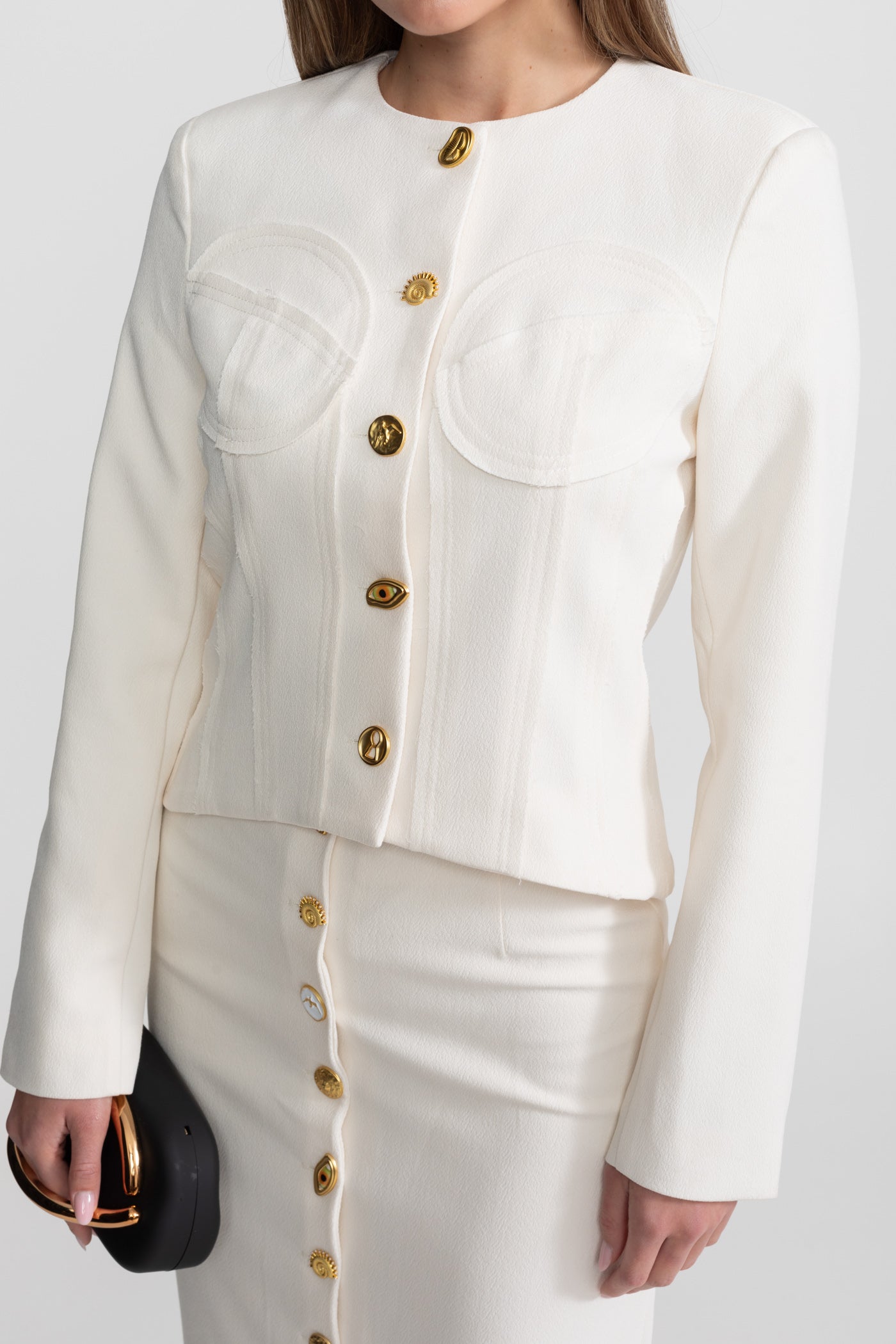 Co-ord Set with Statement Gold Buttons - Ivoire