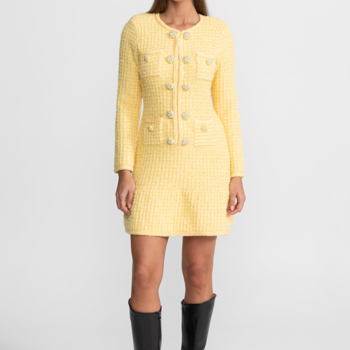 knee length knitted dress with sleeves Yillto Long Sleeve Dress for Women Crew Neck Ribbed Knit Tunic Dresses Knee Length Sweaters Outfits, Women's, Size: Medium, Green