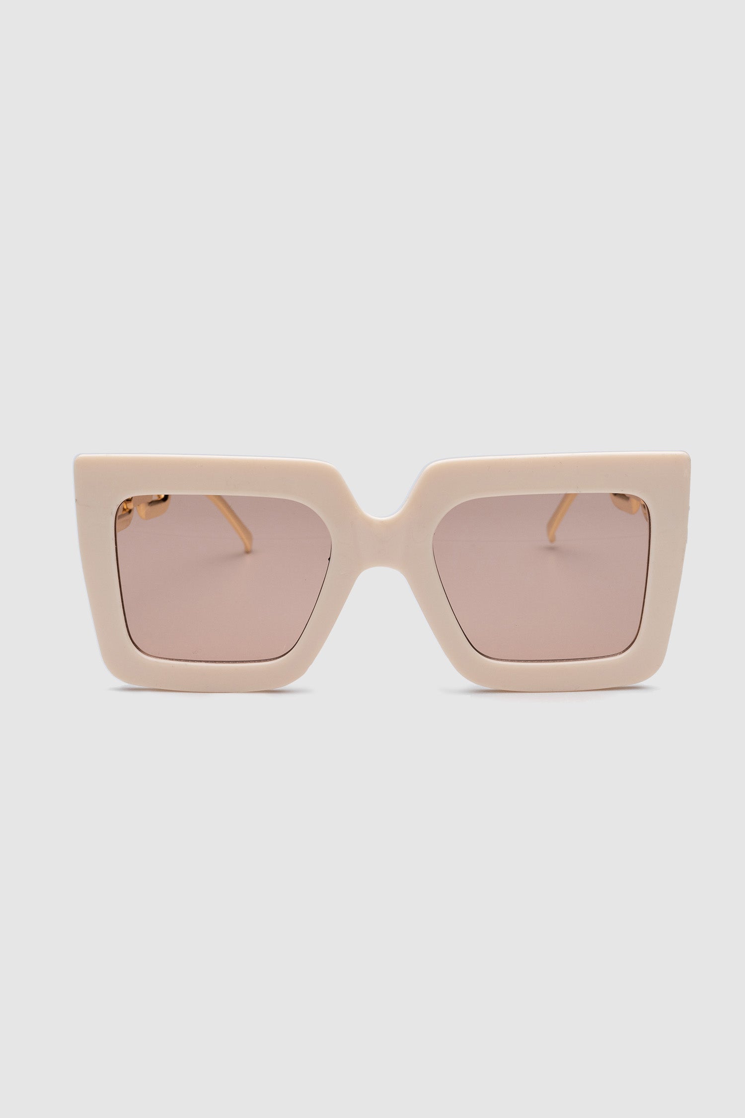 Square Sunglasses with Gold Chain Arms - Pink