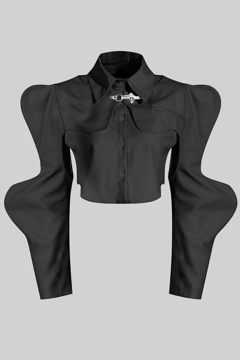 Long Sleeve Butterfly Shirt - Black