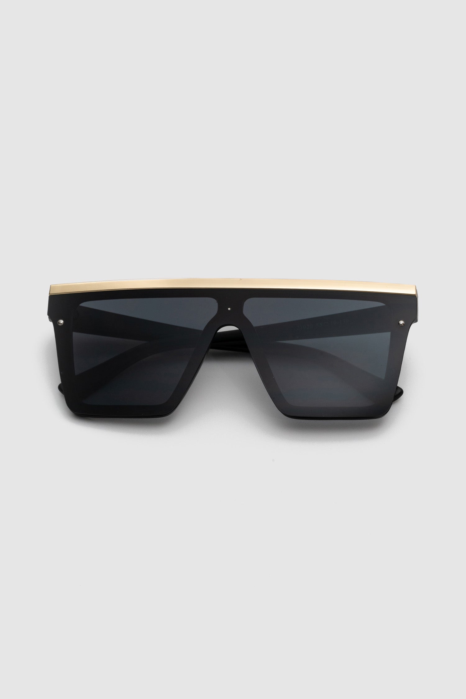 Oversized Square Sunglasses with Gold Detail - Black