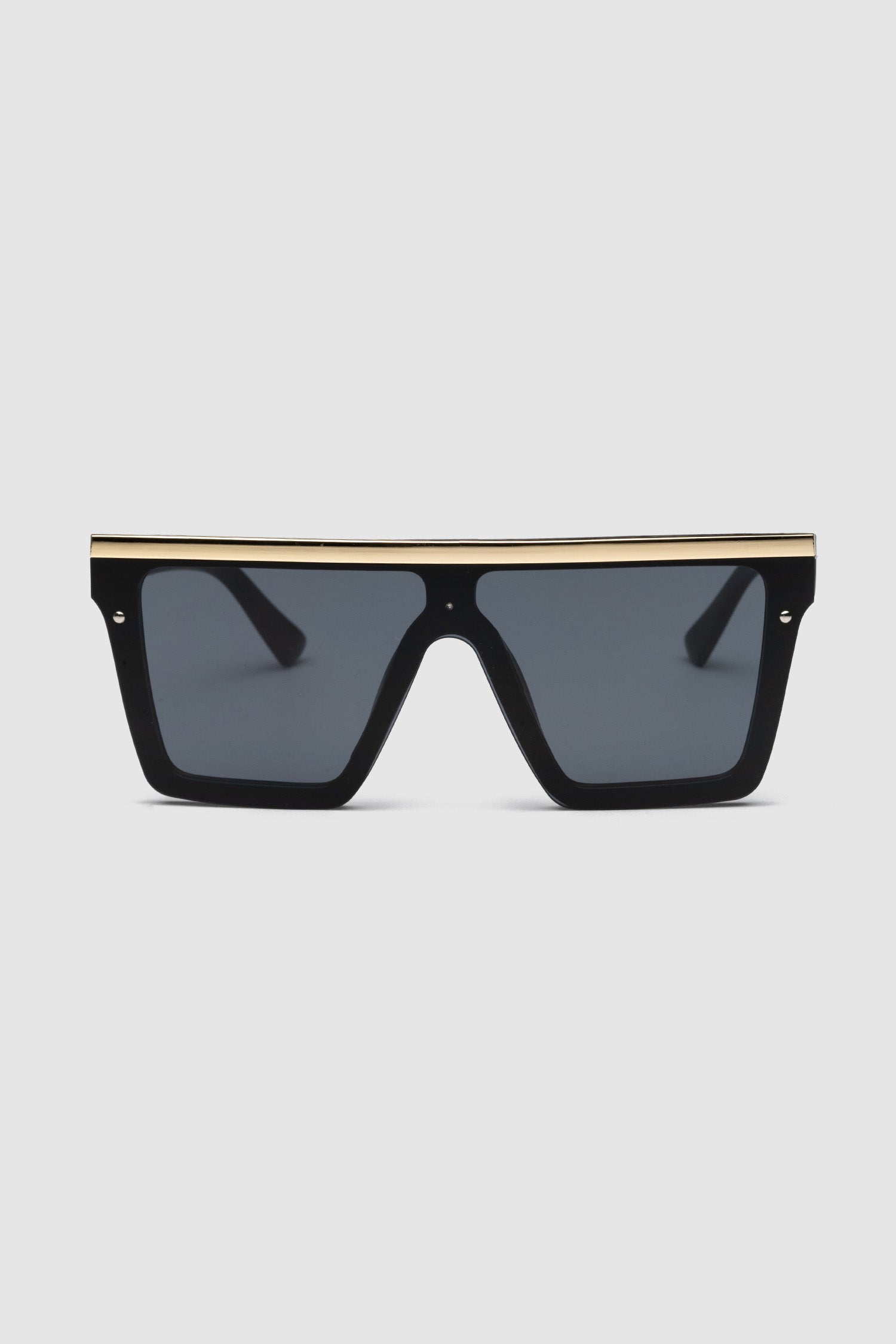 Oversized Square Sunglasses with Gold Detail - Black