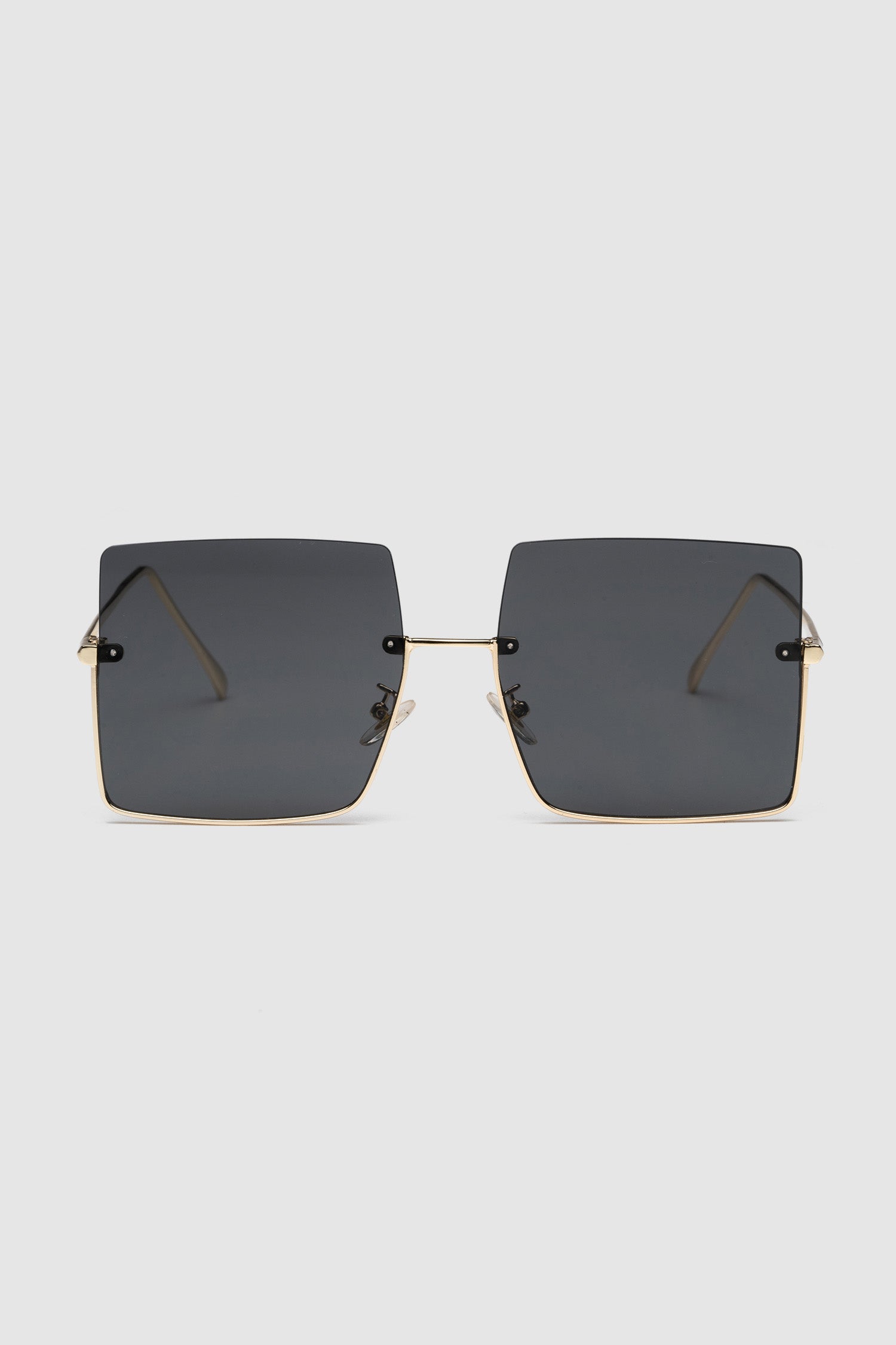 Rimless Oversized Square Sunglasses - Black
