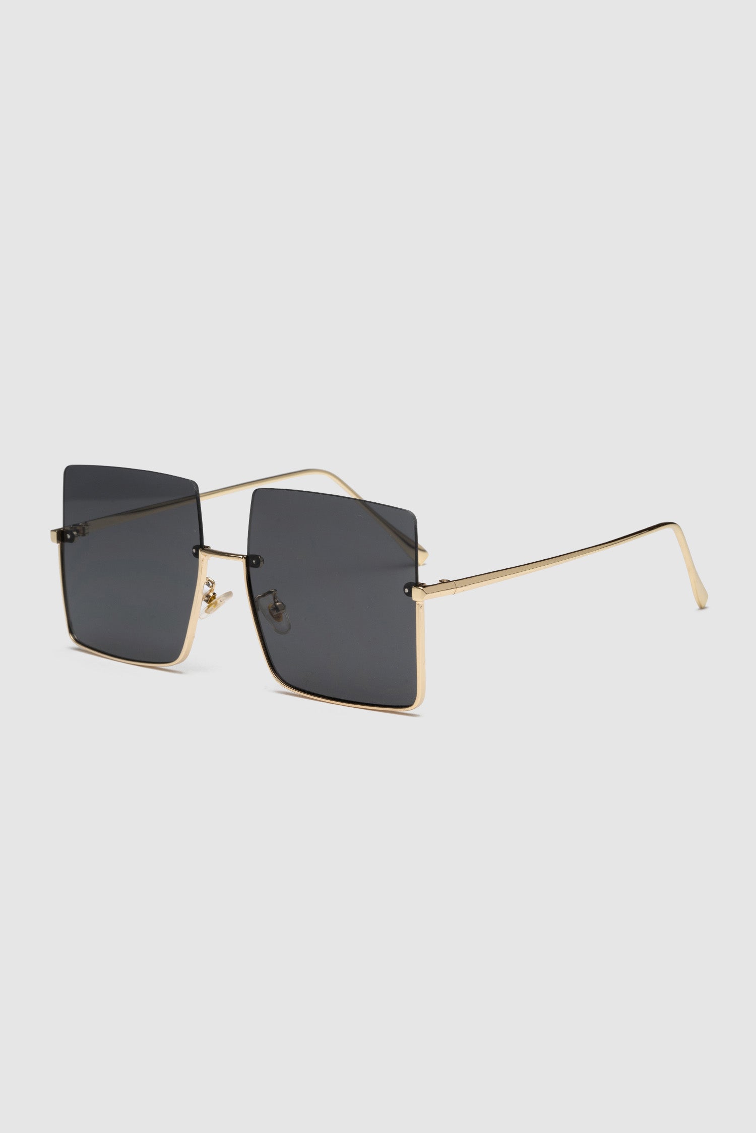 Rimless Oversized Square Sunglasses - Black