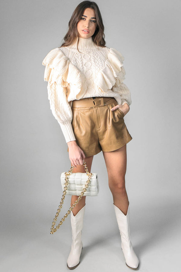 Leather Shorts - Brown