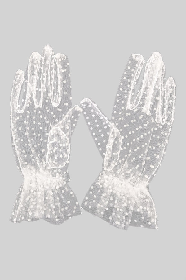 Transparent Lace Gloves - White