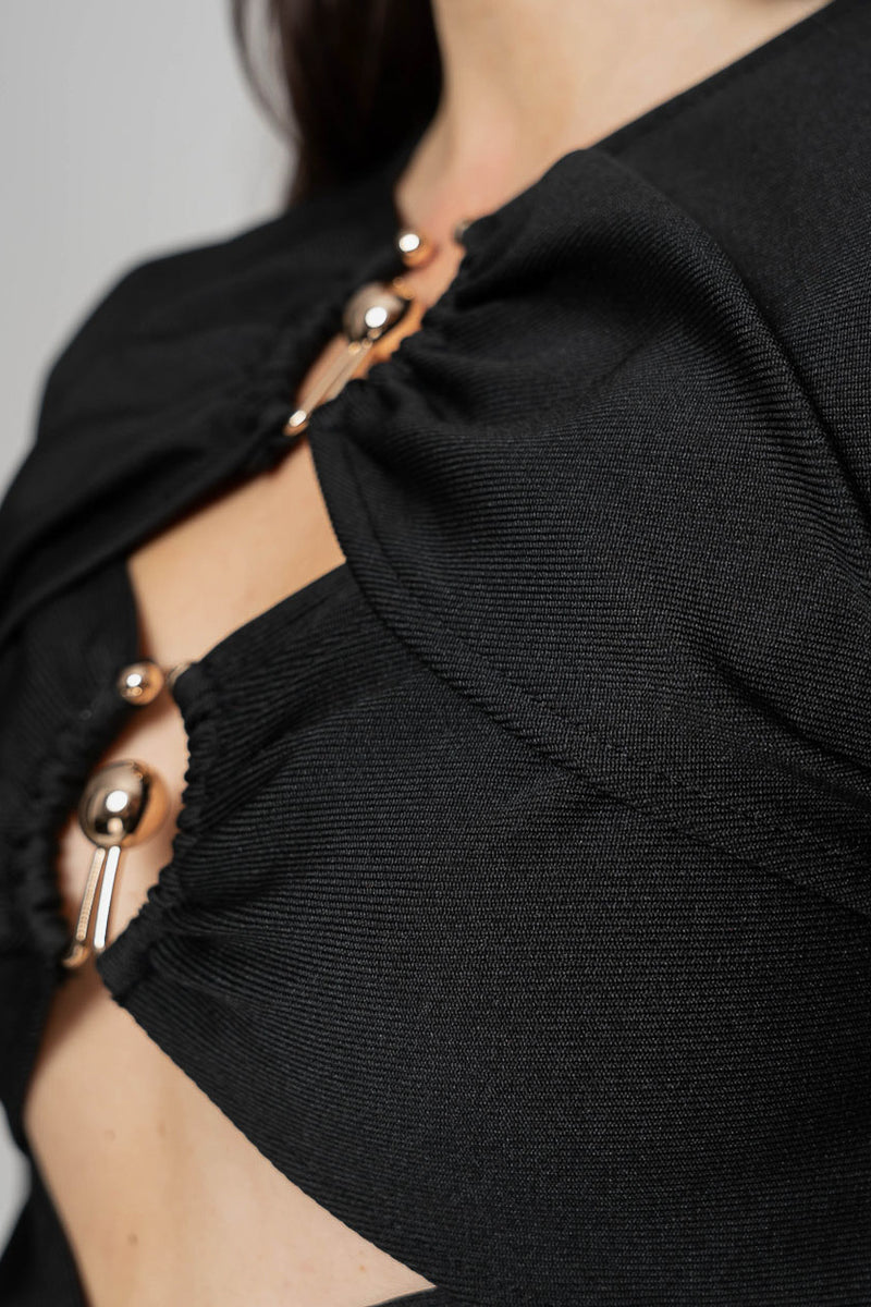 Cutout Ring-Detail Dress - Black