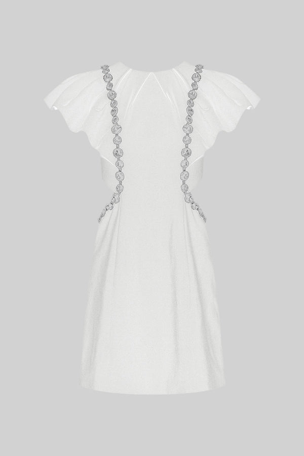 Elegant Dress with Diamond Details - White